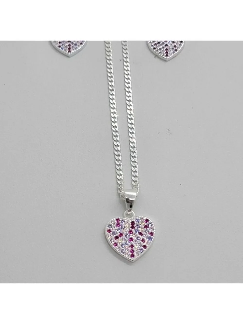 LAST ONE Pink HEART Earrings and Necklace set